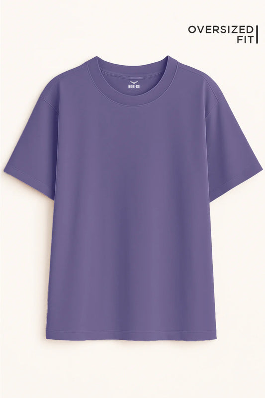 Women’s Oversized Fit Solid Mauve T-Shirt | Premium Cotton Casual Relaxed Tee
