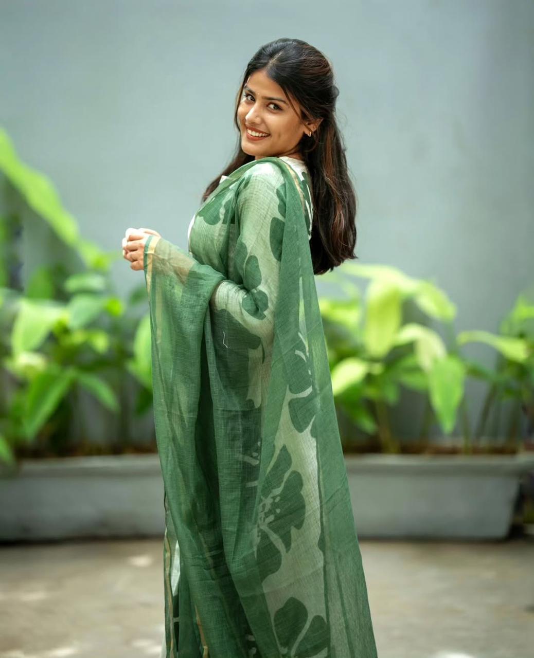 Green Floral Printed Kurta Set with Dupatta for Women | Elegant Ethnic Wear Suit