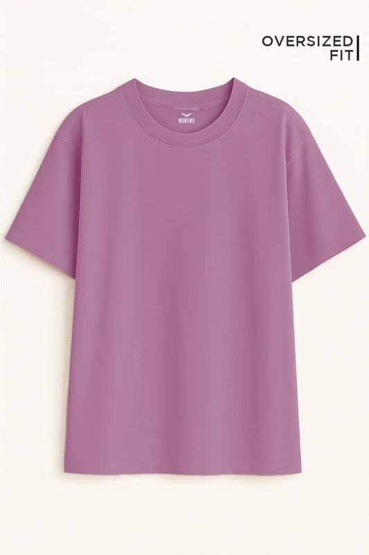 Women’s Oversized Fit Solid Mauve T-Shirt | Premium Cotton Casual Relaxed Tee