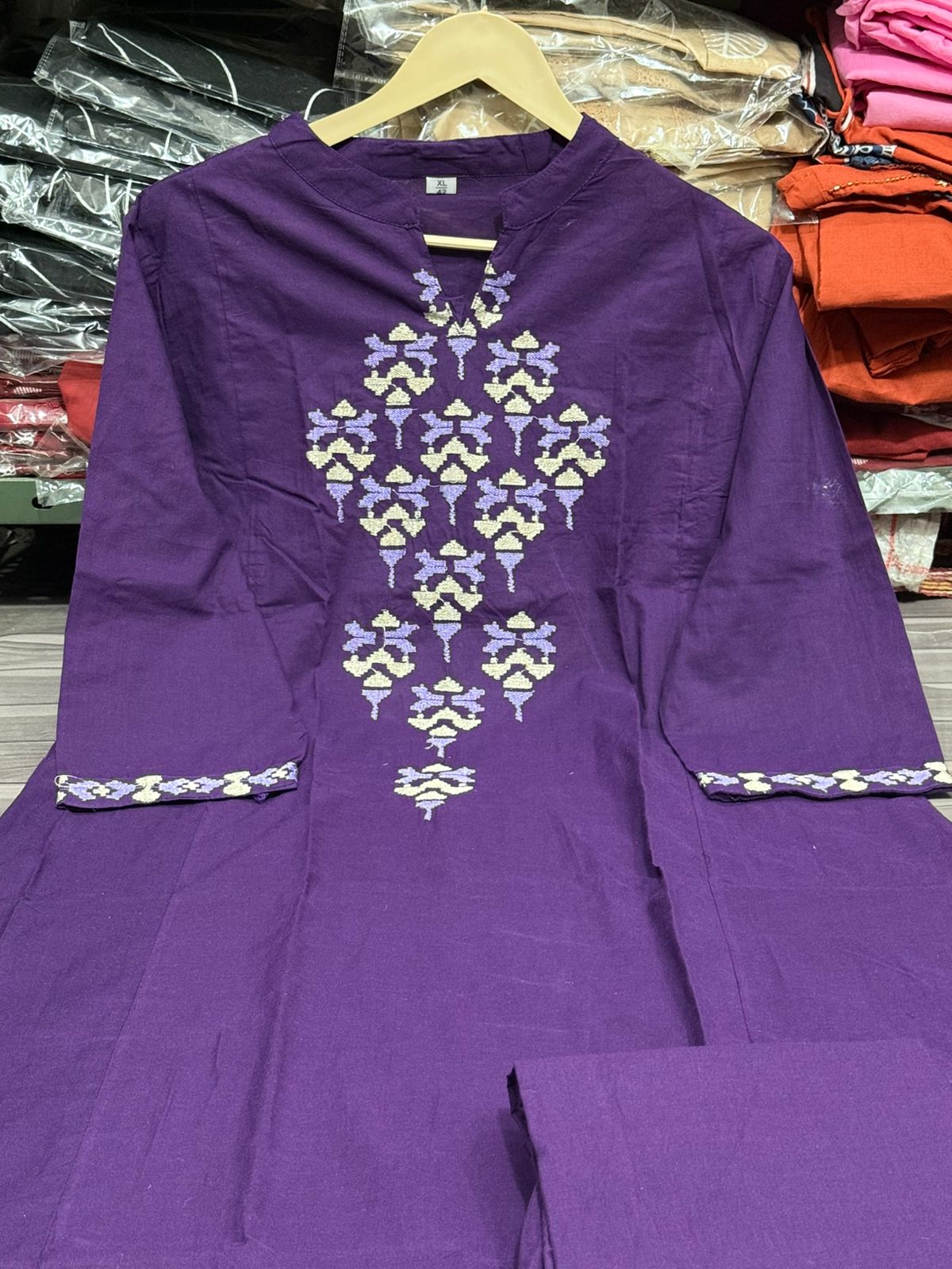 Royal Purple Mirror Work Kurta Set for Women with Palazzo & Dupatta – Festive Ethnic Wear