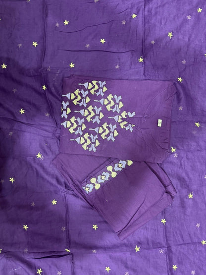 Royal Purple Mirror Work Kurta Set for Women with Palazzo & Dupatta – Festive Ethnic Wear