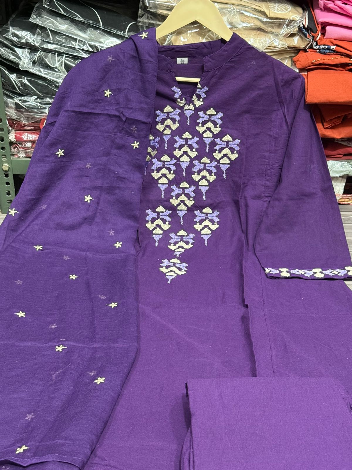 Royal Purple Mirror Work Kurta Set for Women with Palazzo & Dupatta – Festive Ethnic Wear
